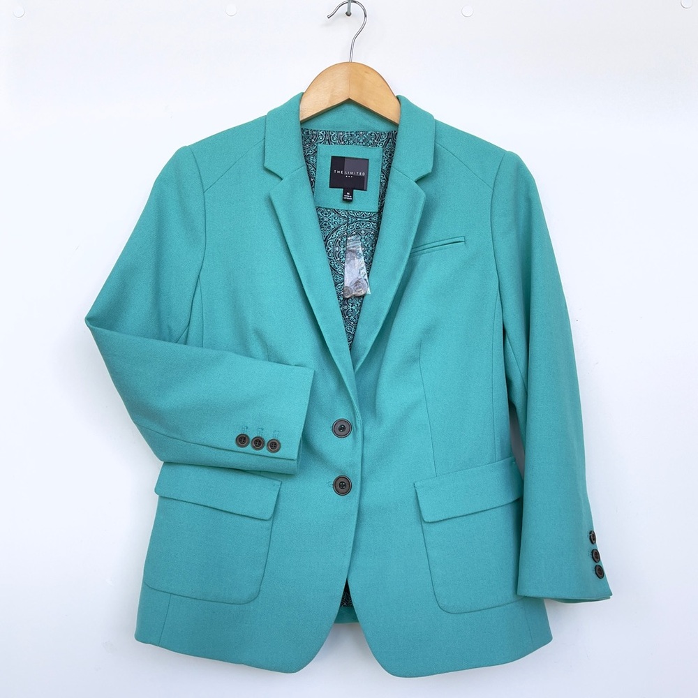 THE LIMITED Jacket Two Buttons Satin Contrast Lining 3/4 Sleeve w/Three Buttons - Picture 5 of 16